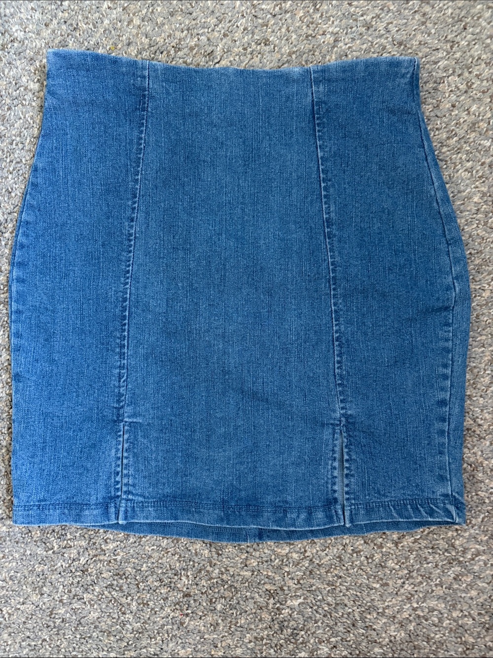 Denim Blvd High Waisted Slim Fit Stretchy Denim Mini Pencil Skirt